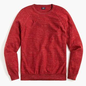 J. Crew Raglan Budded Crewneck Cotton Sweater XS Heather Moroccan Dark Red NWT